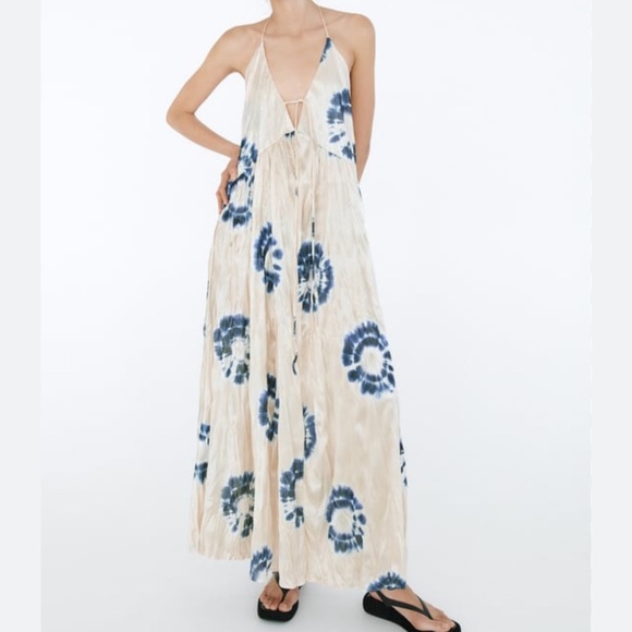Zara Dresses & Skirts - NWT Zara tie dye satin effect wrinkle maxi dress